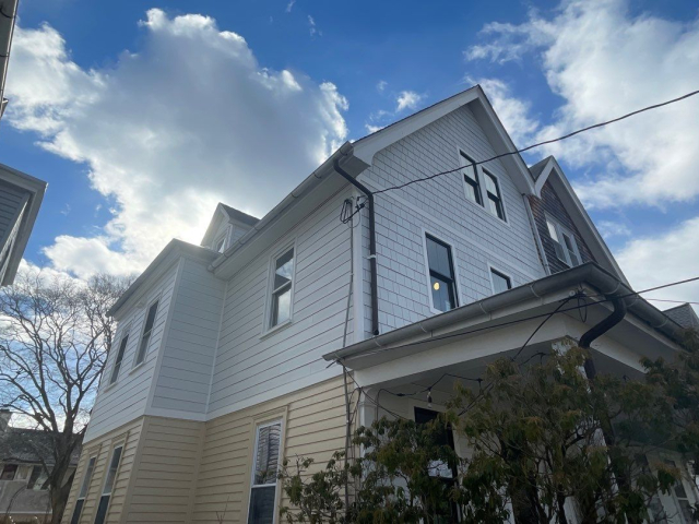 Jenkintown home refreshed with white siding by Porter Exteriors