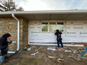 during ewing james hardie siding installation project