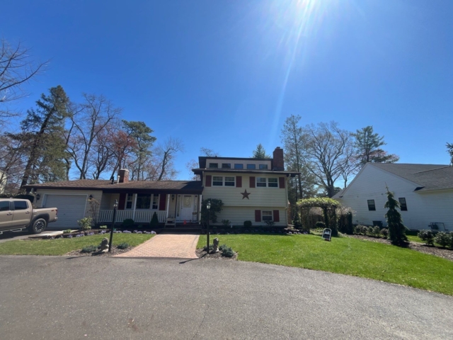 Full front elevation before exterior renovation in Medford NJ