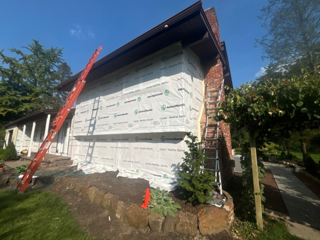 James Hardie weather barrier installed during Medford NJ exterior renovation