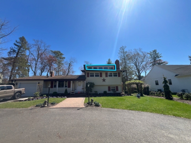 Medford NJ home before renovation with upper front elevation highlighted